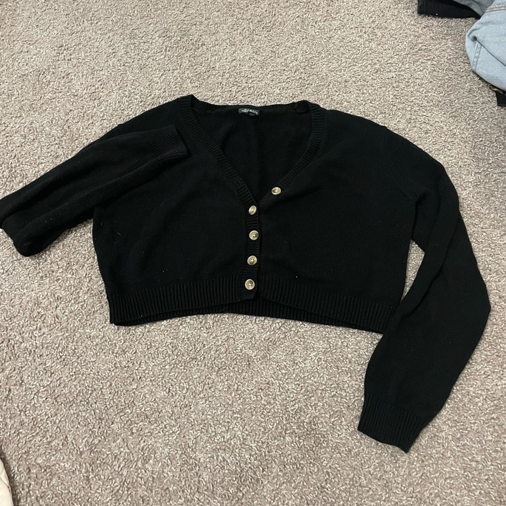black button up sweater